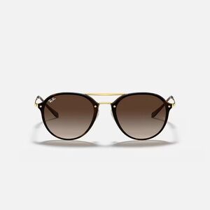 Ray-Ban Gold and Brown Aviator Sunglasses